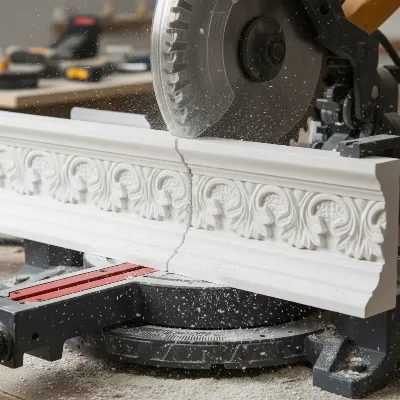 Precise crown molding cut using a miter saw's bevel function