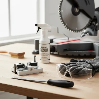 Essential tools for safely sharpening a dull miter saw blade at home